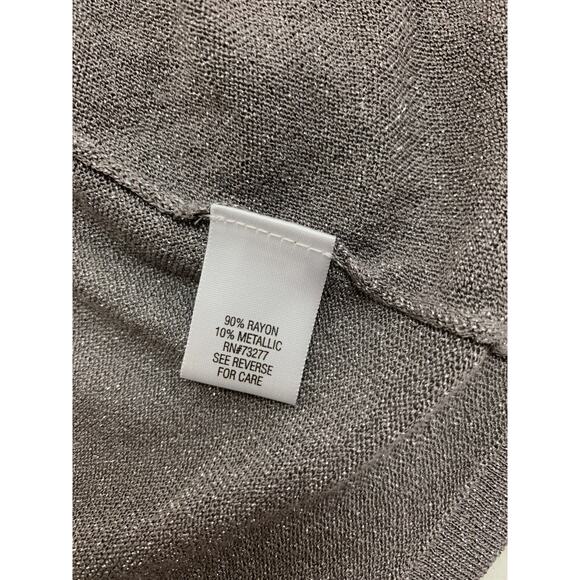 Apt. 9 Asymmetrical Cardigan Women L Large Silver Metallic Open Front Tab Sleeve - Picture 8 of 14